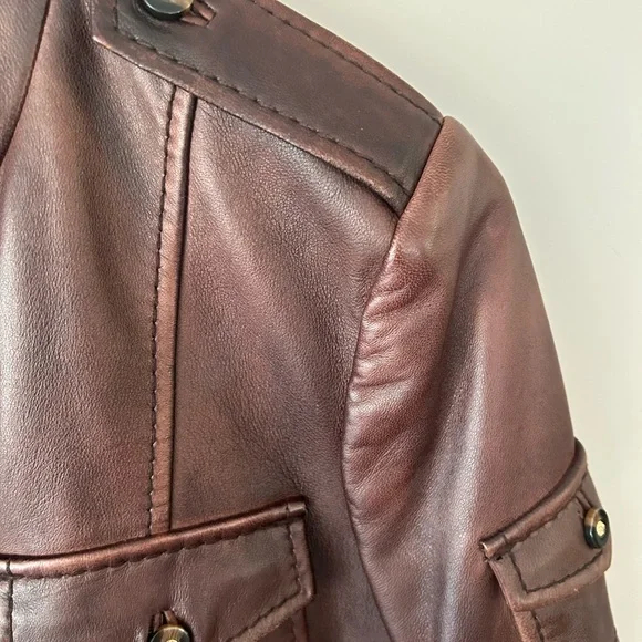 Tory Burch brown leather Sgt Pepper jacket size 6 - Picture 8 of 12